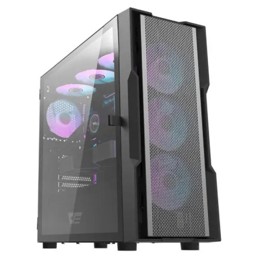 DARK FLASH DK CASING 431 MESH BLACK GLASS SIDE PANEL